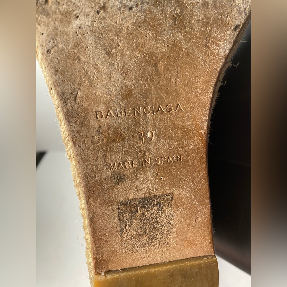 Balenciaga leather wedge sandals espadrille black 39/9 - Picture 9 of 10